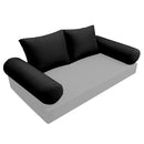 Elegant cushion and bolster set featuring refined craftsmanship and knife-edge detailing, designed for versatile indoor and outdoor comfort.