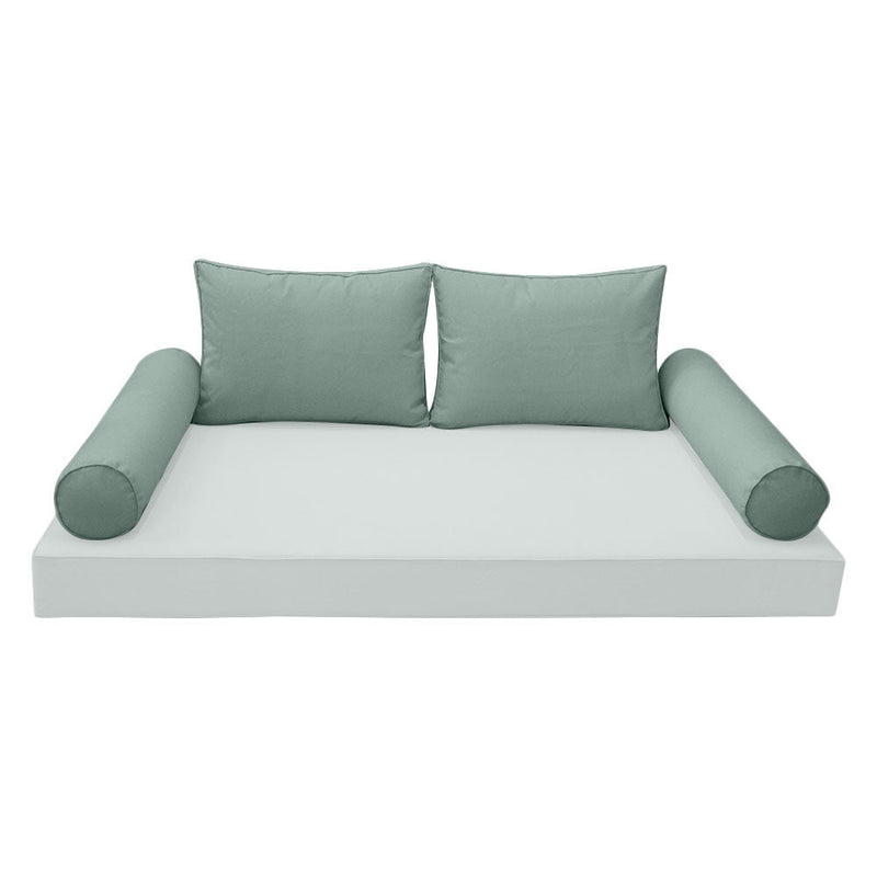 STYLE 1 Pillow & Bolster Cushion for Outdoor Indoor Daybed Porch Swing Bed Crib Size Piped Trim AD002 | COVERS ONLY |