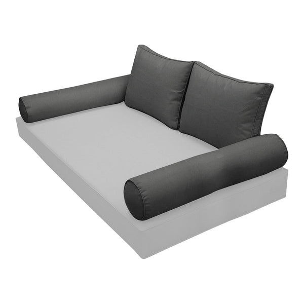 STYLE 1 Pillow & Bolster Cushion for Outdoor Indoor Daybed Porch Swing Bed Crib Size Piped Trim AD003 | COVERS ONLY |