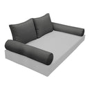 Elegant cushion and bolster set featuring refined craftsmanship and knife-edge detailing, designed for versatile indoor and outdoor comfort.
