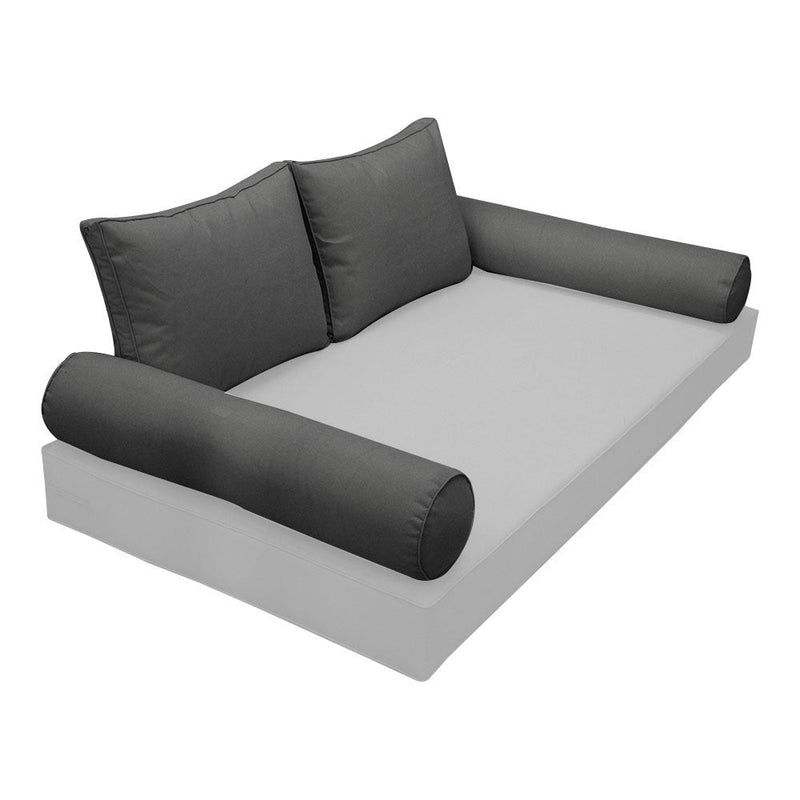 STYLE 1 Pillow & Bolster Cushion for Outdoor Indoor Daybed Porch Swing Bed Crib Size Piped Trim AD003 | COVERS ONLY |