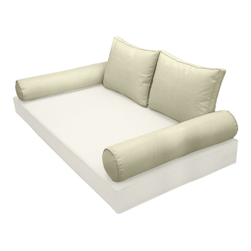 STYLE 1 Pillow & Bolster Cushion for Outdoor Indoor Daybed Porch Swing Bed Crib Size Piped Trim AD005 | COVERS ONLY |