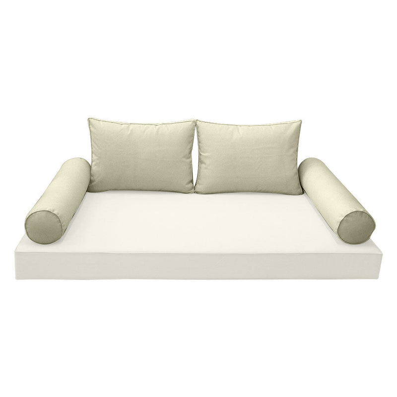 STYLE 1 Pillow & Bolster Cushion for Outdoor Indoor Daybed Porch Swing Bed Crib Size Piped Trim AD005 | COVERS ONLY |