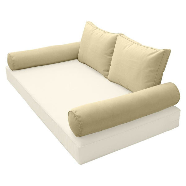 STYLE 1 Pillow & Bolster Cushion for Outdoor Indoor Daybed Porch Swing Bed Crib Size Piped Trim AD103| COVERS ONLY |