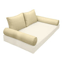 Elegant cushion and bolster set featuring refined craftsmanship and knife-edge detailing, designed for versatile indoor and outdoor comfort.
