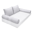 Elegant cushion and bolster set featuring refined craftsmanship and knife-edge detailing, designed for versatile indoor and outdoor comfort.
