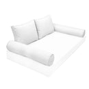 Elegant cushion and bolster set featuring refined craftsmanship and knife-edge detailing, designed for versatile indoor and outdoor comfort.
