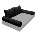 Elegant cushion and bolster set featuring refined craftsmanship and knife-edge detailing, designed for versatile indoor and outdoor comfort.
