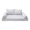 Modern outdoor daybed cushion set with two bolsters and two pillows, ideal for patio, porch, or indoor lounge spaces. — cover only