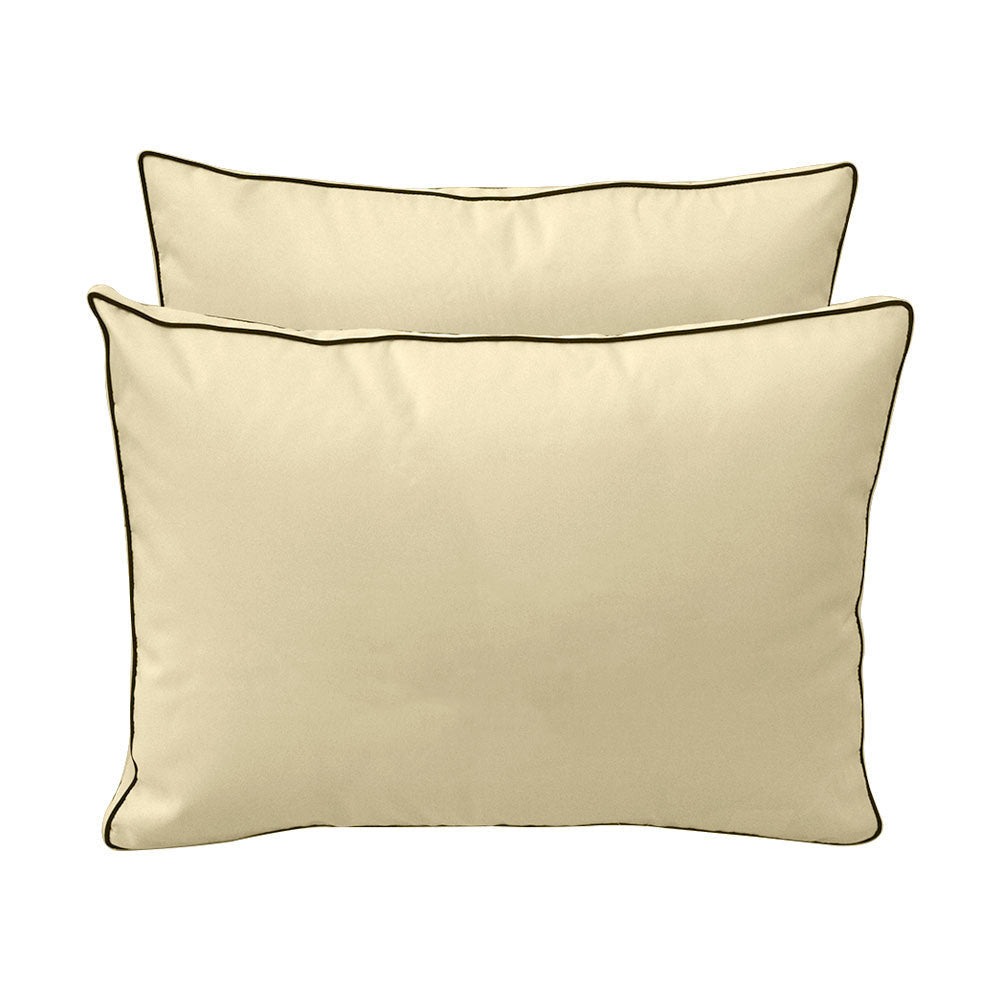 Five-piece pillow and bolster cushion set including seat cushion, two square back pillows, and two bolster pillows for indoor or outdoor seating.