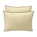 Five-piece pillow and bolster cushion set including seat cushion, two square back pillows, and two bolster pillows for indoor or outdoor seating.