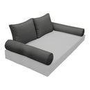 Elegant cushion and bolster set featuring refined craftsmanship and knife-edge detailing, designed for versatile indoor and outdoor comfort.
