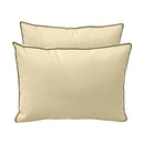 Five-piece pillow and bolster cushion set including seat cushion, two square back pillows, and two bolster pillows for indoor or outdoor seating.