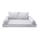 Modern outdoor daybed cushion set with two bolsters and two pillows, ideal for patio, porch, or indoor lounge spaces. — cover only