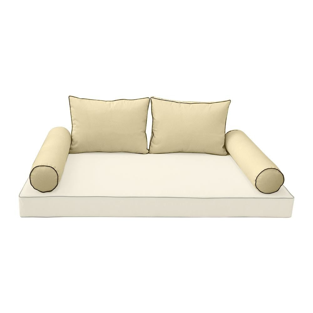 Modern outdoor daybed cushion set with two bolsters and two pillows, ideal for patio, porch, or indoor lounge spaces. — cover only