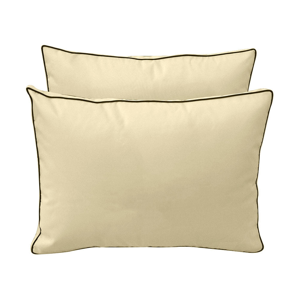 Five-piece pillow and bolster cushion set including seat cushion, two square back pillows, and two bolster pillows for indoor or outdoor seating.