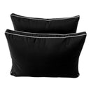 Pillow and bolster cushions displayed on an outdoor porch swing for a cozy, elegant setting.