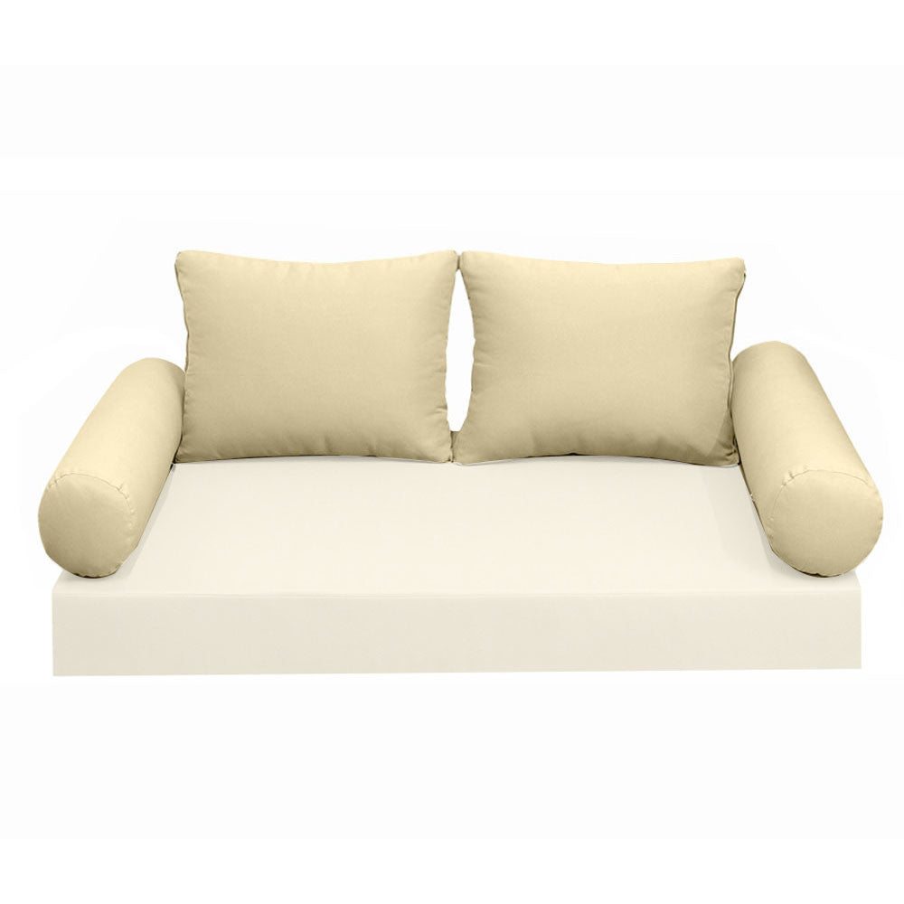Modern outdoor daybed cushion set with two bolsters and two pillows, ideal for patio, porch, or indoor lounge spaces. — cover only