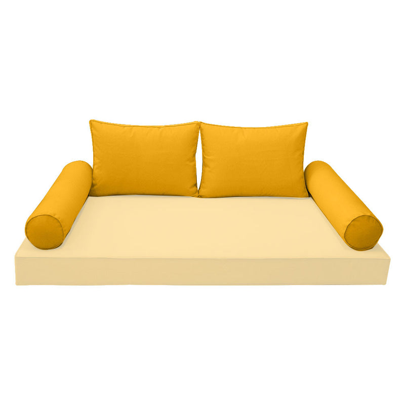 STYLE 1 Pillow & Bolster Cushion for Outdoor Indoor Daybed Porch Swing Bed Queen Size Piped Trim AD108 | COVERS ONLY |