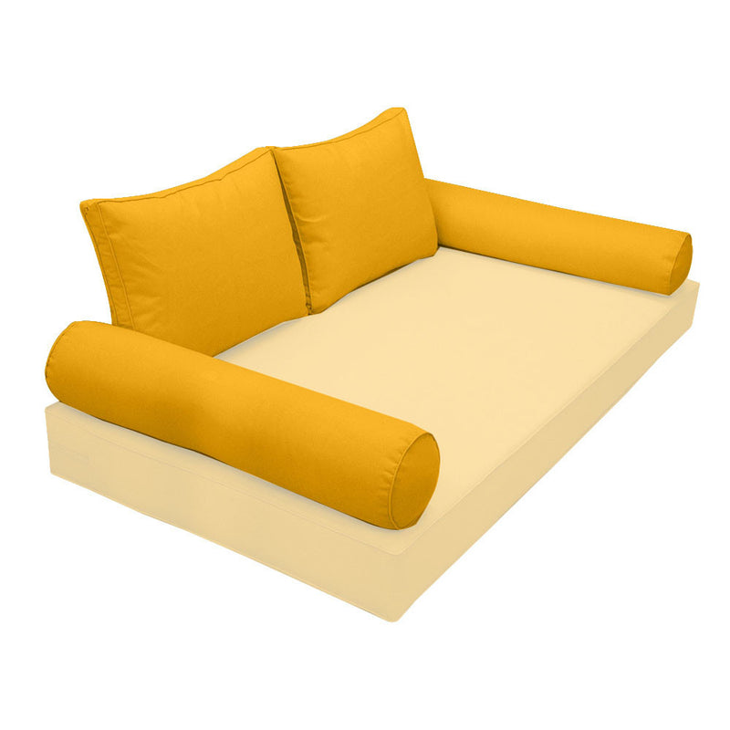 STYLE 1 Pillow & Bolster Cushion for Outdoor Indoor Daybed Porch Swing Bed Queen Size Piped Trim AD108 | COVERS ONLY |