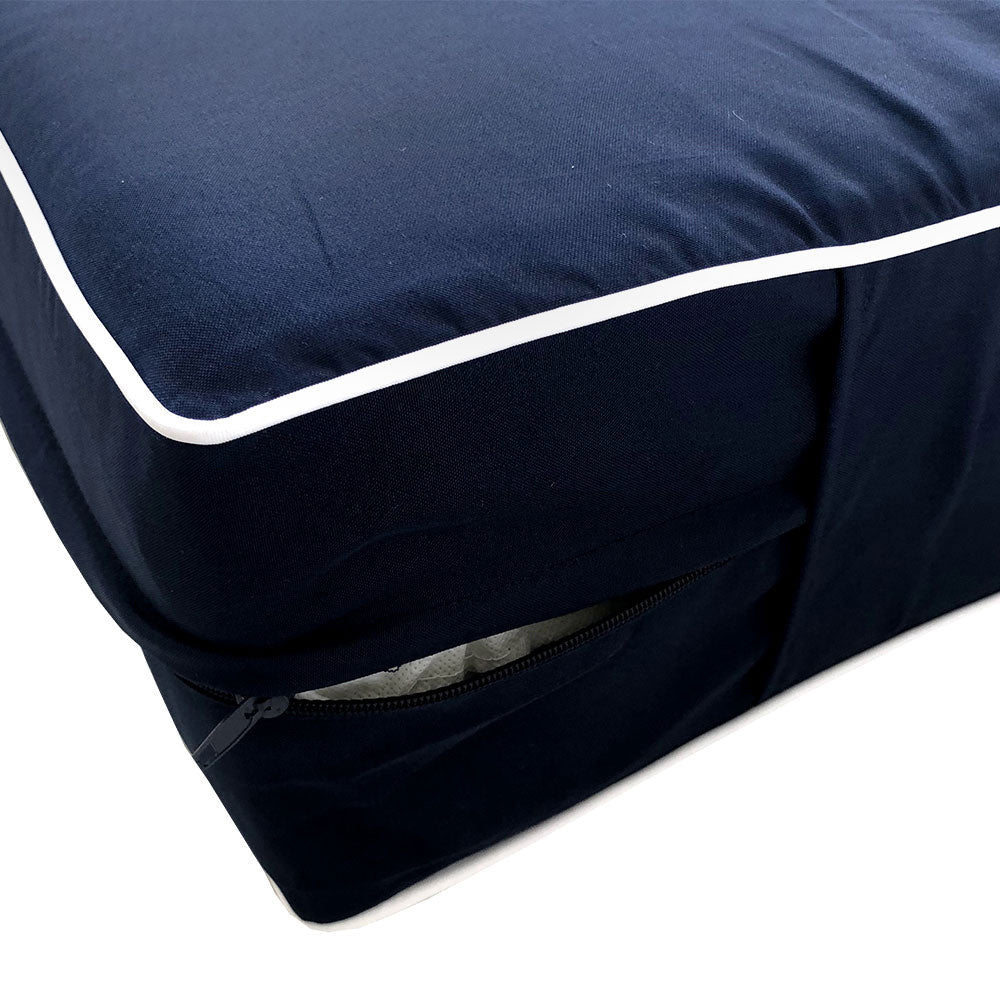 STYLE 1 - Mattress & Pillow Bolster Cushion for Outdoor Indoor Daybed Porch Swing Bed Contrast Trim Queen Size AD101 | COVERS ONLY |