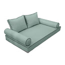 STYLE 1 - Mattress & Pillow Bolster Cushion for Outdoor Indoor Daybed Porch Swing Bed Contrast Trim Queen Size AD002 | COVERS ONLY |