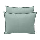 Five-piece pillow and bolster cushion set including seat cushion, two square back pillows, and two bolster pillows for indoor or outdoor seating.