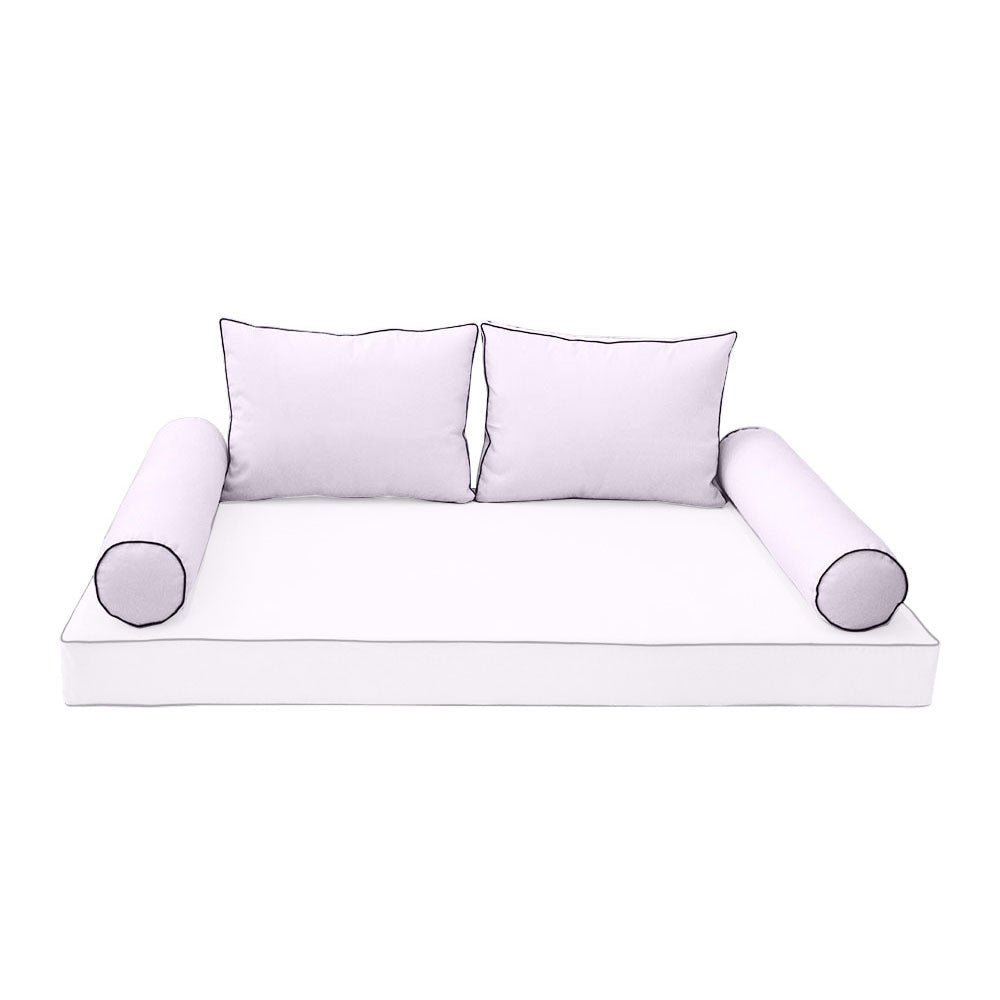 Modern outdoor daybed cushion set with two bolsters and two pillows, ideal for patio, porch, or indoor lounge spaces. — cover only