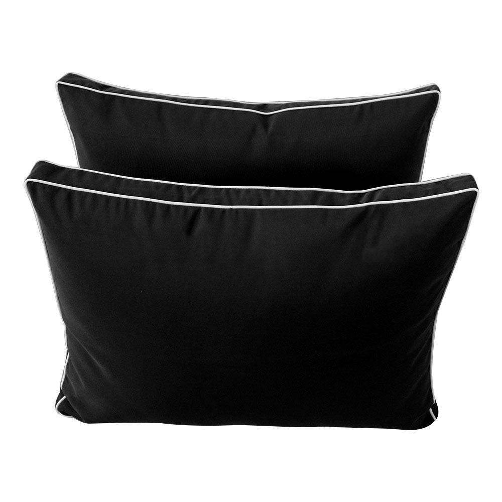 Pillow and bolster cushions displayed on an outdoor porch swing for a cozy, elegant setting.