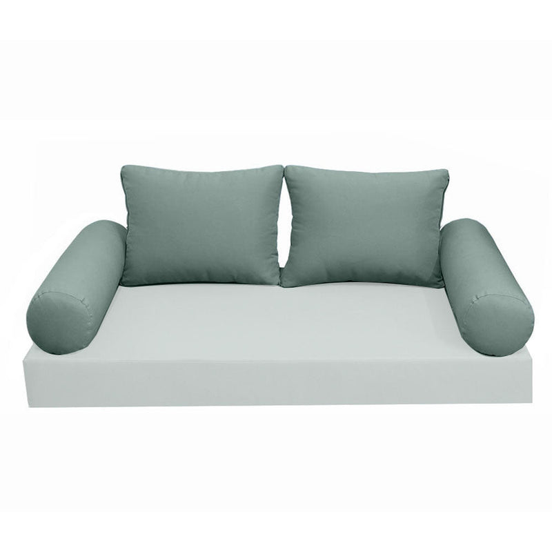 STYLE 1 Pillow & Bolster Cushion for Outdoor Indoor Daybed Porch Swing Bed Twin Size Knife Edge AD002 | COVERS ONLY |