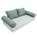 Elegant cushion and bolster set featuring refined craftsmanship and knife-edge detailing, designed for versatile indoor and outdoor comfort