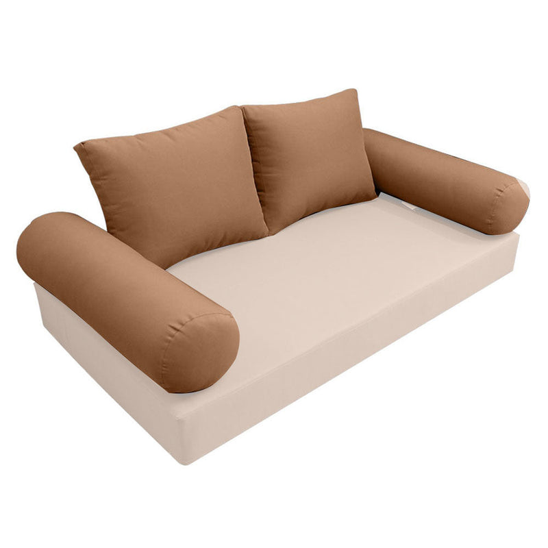 STYLE 1 Pillow & Bolster Cushion for Outdoor Indoor Daybed Porch Swing Bed Twin Size Knife Edge AD104 | COVERS ONLY |