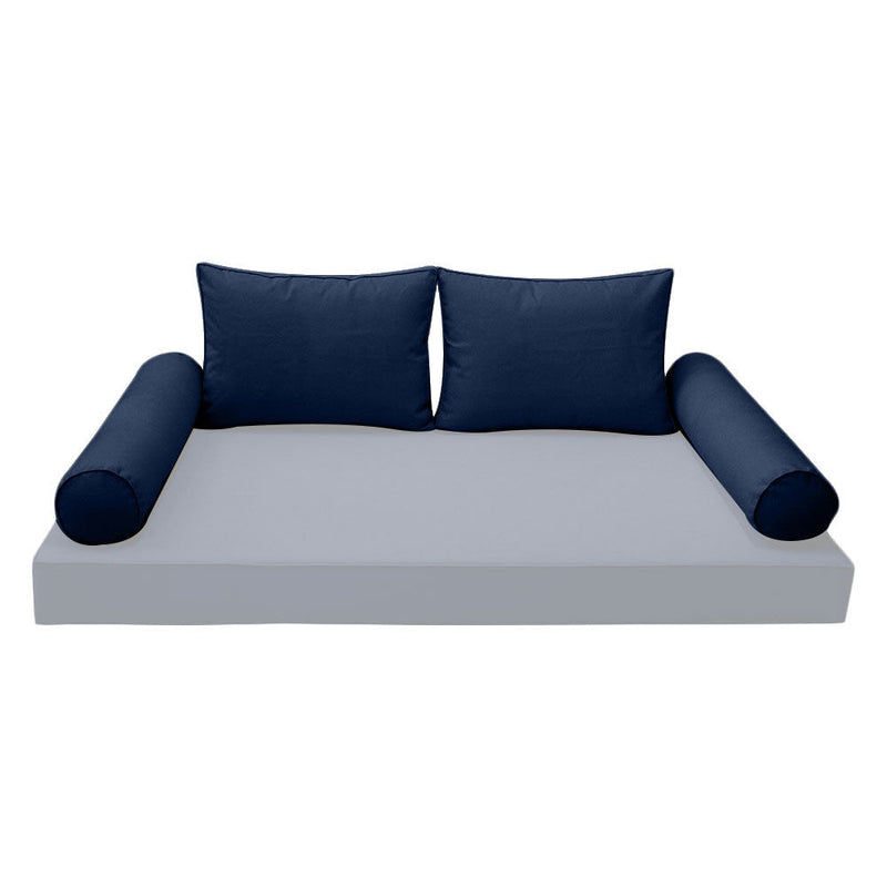 STYLE 1 Pillow & Bolster Cushion for Outdoor Indoor Daybed Porch Swing Bed Twin Size Piped Trim AD101 | COVERS ONLY |