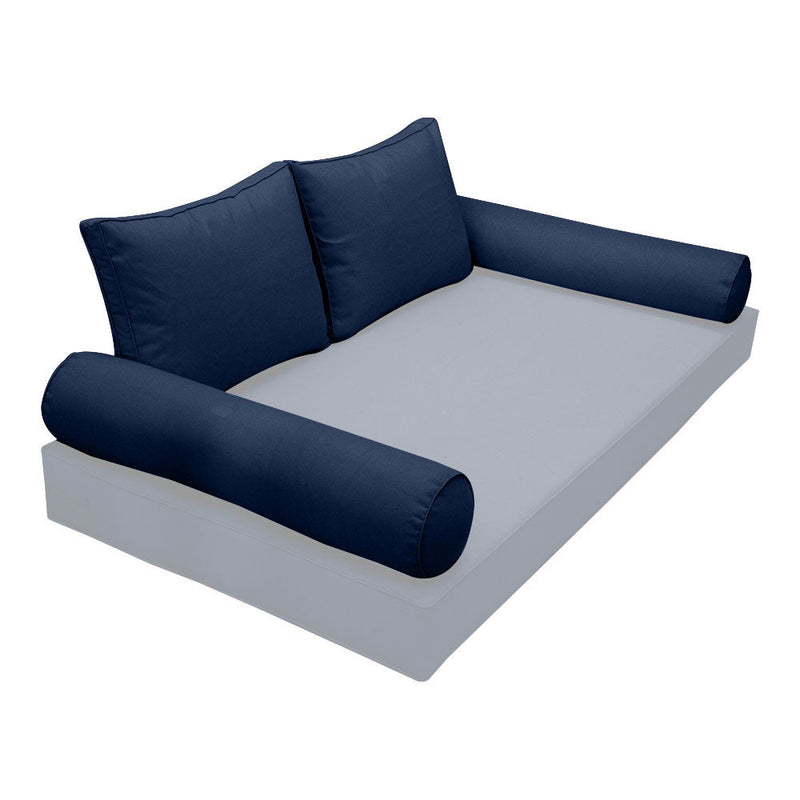 STYLE 1 Pillow & Bolster Cushion for Outdoor Indoor Daybed Porch Swing Bed Twin Size Piped Trim AD101 | COVERS ONLY |