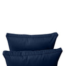 Five-piece pillow and bolster cushion set including seat cushion, two square back pillows, and two bolster pillows for indoor or outdoor seating.

