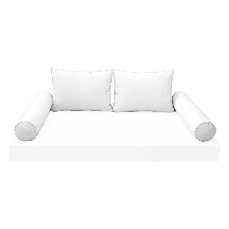 STYLE 1 Pillow & Bolster Cushion for Outdoor Indoor Daybed Porch Swing Bed Twin Size Piped Trim AD106 | COVERS ONLY |
