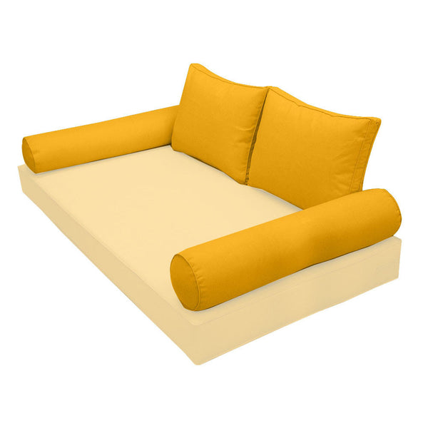 STYLE 1 Pillow & Bolster Cushion for Outdoor Indoor Daybed Porch Swing Bed Twin Size Piped Trim AD108 | COVERS ONLY |