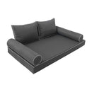 Elegant cushion and bolster set featuring refined craftsmanship and knife-edge detailing, designed for versatile indoor and outdoor comfort.