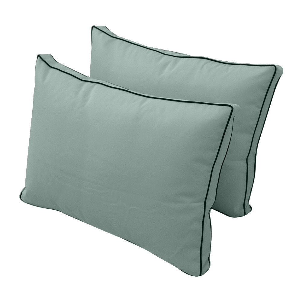 Pillow and bolster cushions displayed on an outdoor porch swing for a cozy, elegant setting.