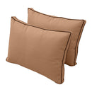 Pillow and bolster cushions displayed on an outdoor porch swing for a cozy, elegant setting.