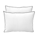 Five-piece pillow and bolster cushion set including seat cushion, two square back pillows, and two bolster pillows for indoor or outdoor seating.