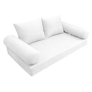 Elegant cushion and bolster set featuring refined craftsmanship and knife-edge detailing, designed for versatile indoor and outdoor comfort