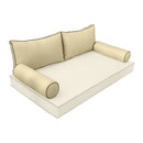 Elegant cushion and bolster set featuring refined craftsmanship and knife-edge detailing, designed for versatile indoor and outdoor comfort.