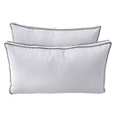 Five-piece pillow and bolster cushion set including seat cushion, two square back pillows, and two bolster pillows for indoor or outdoor seating.