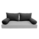 Elegant cushion and bolster set featuring refined craftsmanship and knife-edge detailing, designed for versatile indoor and outdoor comfort