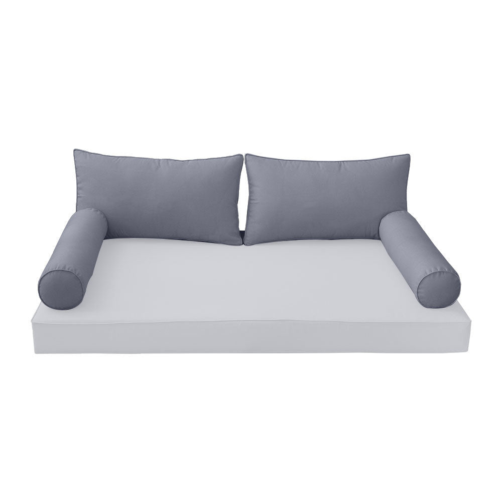 STYLE 2 Pillow & Bolster Cushion for Outdoor Indoor Daybed Porch Swing Bed Crib Size Piped Trim AD001 | COVERS ONLY |
