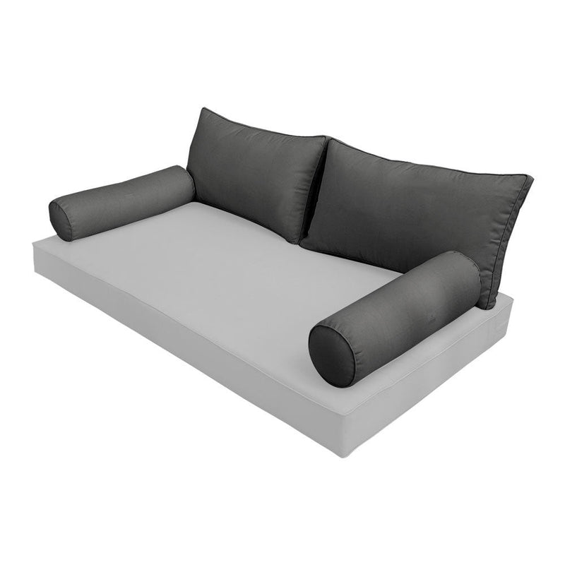 STYLE 2 Pillow & Bolster Cushion for Outdoor Indoor Daybed Porch Swing Bed Crib Size Piped Trim AD003 | COVERS ONLY |