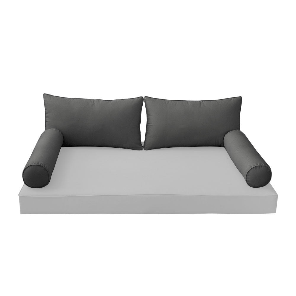 STYLE 2 Pillow & Bolster Cushion for Outdoor Indoor Daybed Porch Swing Bed Crib Size Piped Trim AD003 | COVERS ONLY |