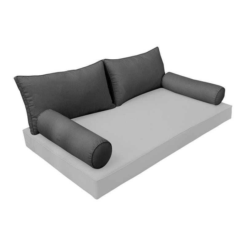 STYLE 2 Pillow & Bolster Cushion for Outdoor Indoor Daybed Porch Swing Bed Crib Size Piped Trim AD003 | COVERS ONLY |