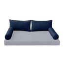 STYLE 2 Pillow & Bolster Cushion for Outdoor Indoor Daybed Porch Swing Bed Crib Size Piped Trim AD101 | COVERS ONLY |